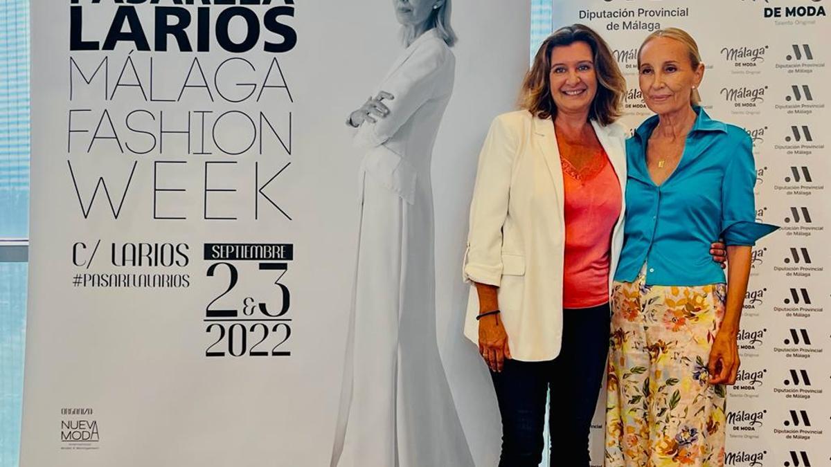 Esperanza González y Jacqueline Campos en la presentación de la Pasarela Larios Fashion Week