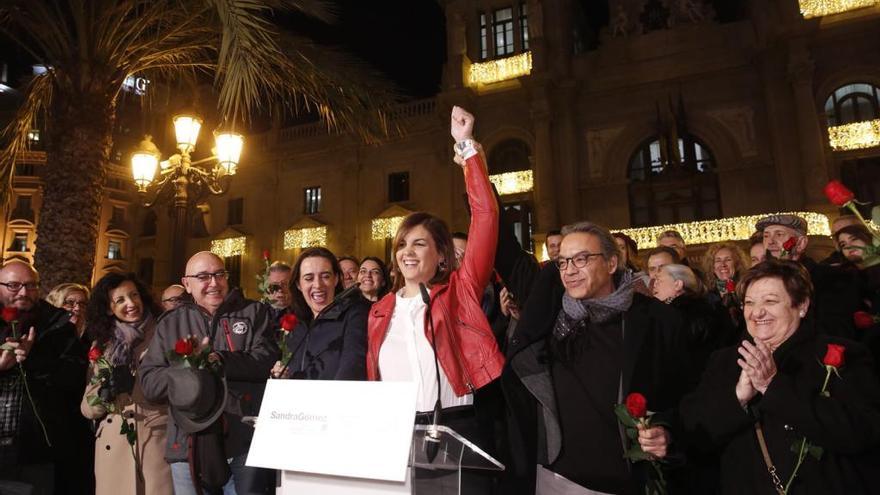 Sandrá Gómez, durante el acto de presentación de su candidatura a secretaria general del PSPV-PSOE de València.