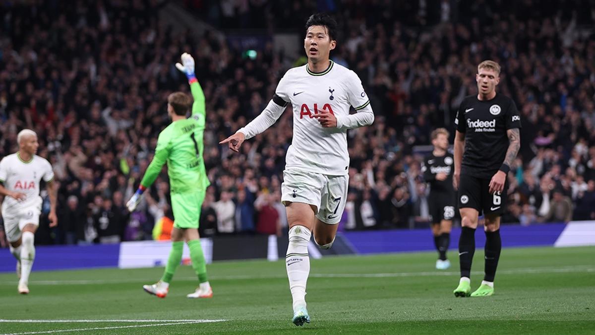 Heung-Min Son celebrando un tanto con los Spurs