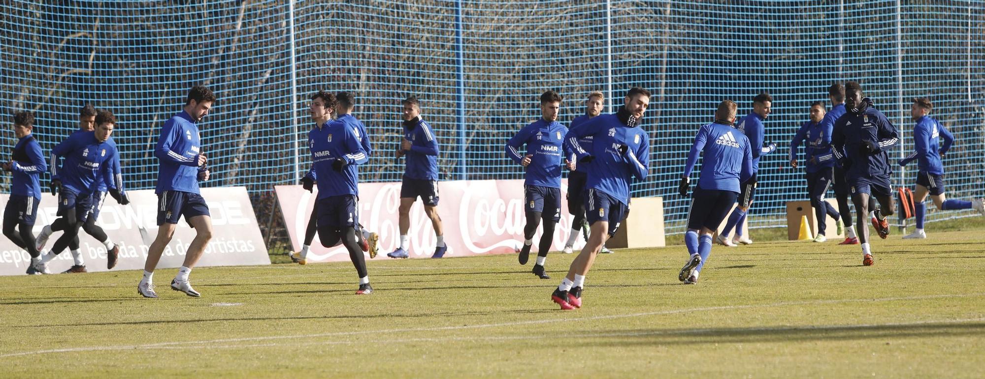 El entrenamiento del Oviedo esta mañana