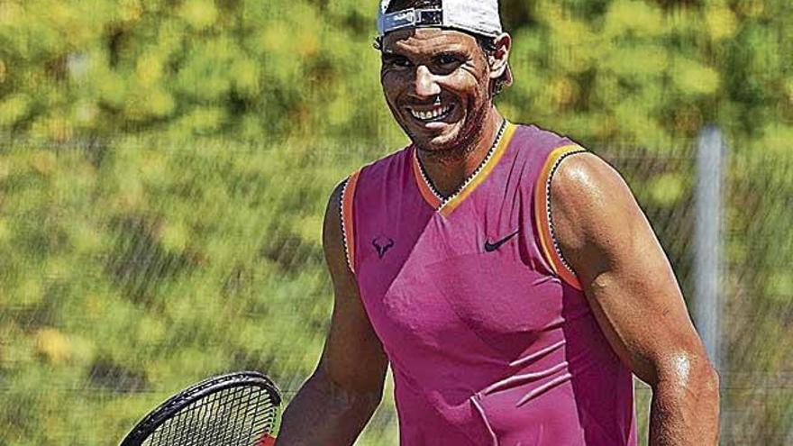 Rafel Nadal, ayer durante su entrenamiento en Santa Ponça.