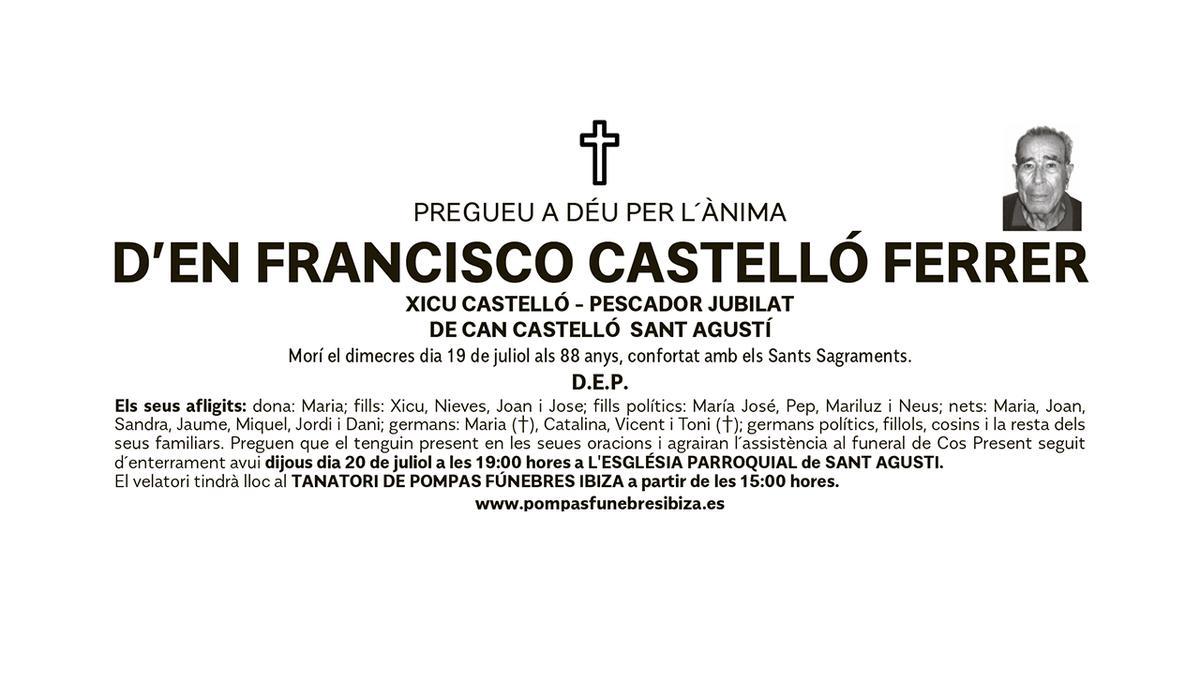 Esquela Francisco Castelló Ferrer