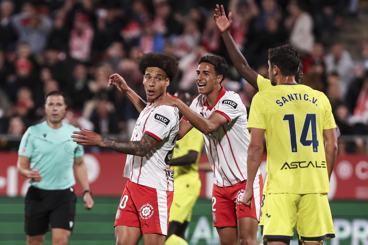Vitor Reis anima Axel Witsel en la victòria del Girona davant del Vila-real a Montilvi del dilluns passat