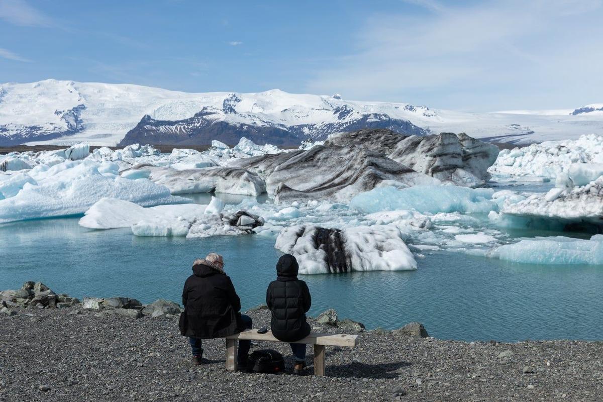 Al glaciar de Jokulsarlon, en Islandia