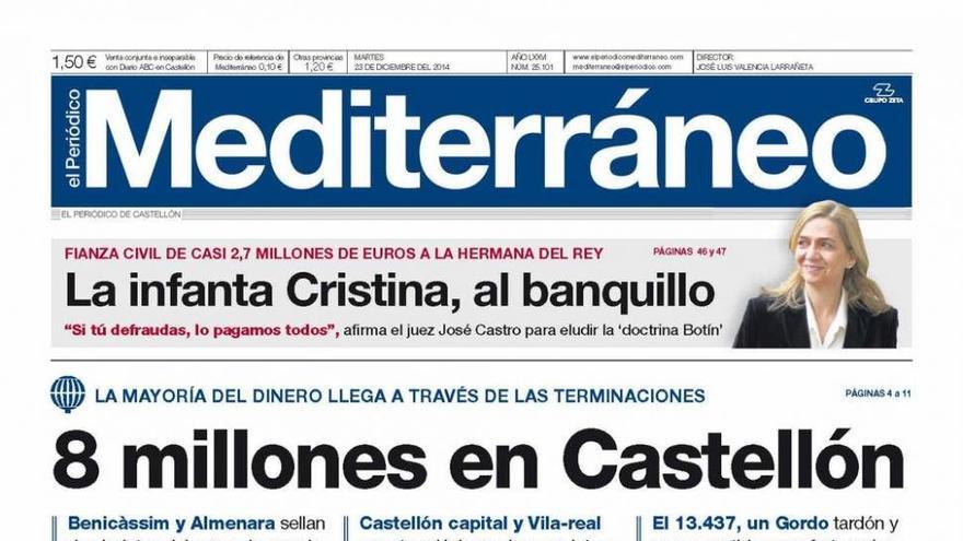 El sorteo de Navidad, en la portada de Mediterráneo