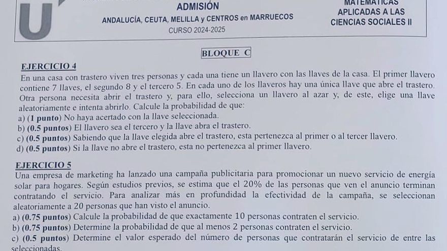 Un profesor dicta sentencia sobre el polémico ejercicio de Matemáticas en la PAU de Andalucía: “Un examen que se sale de lo normal”