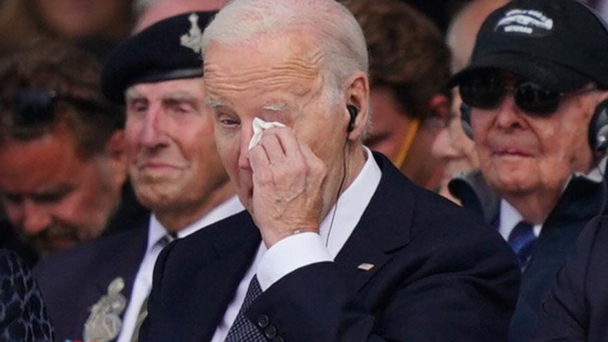 Joe Biden, durante la conmemoración del 80 aniversario de Normandía