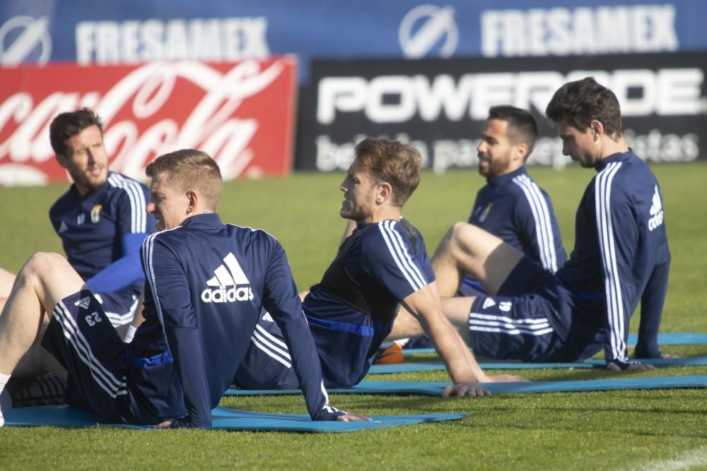 El entrenamiento del Oviedo de esta mañana