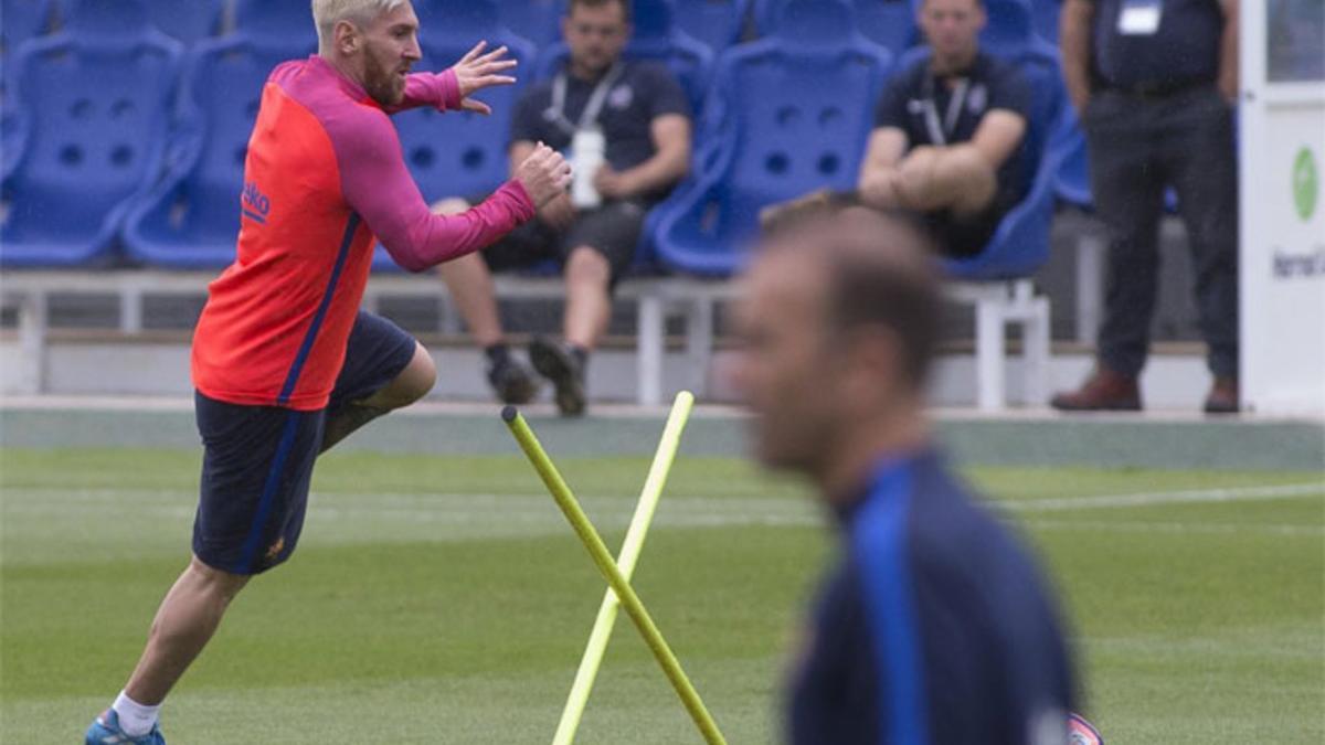 Messi, en un entrenamiento del stage