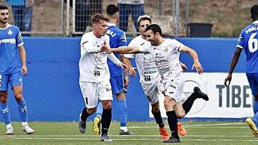 Bernal celebra el tanto que supuso ganar el encuentro disputado ayer en la Ciudad Deportiva del Getafe C.F.