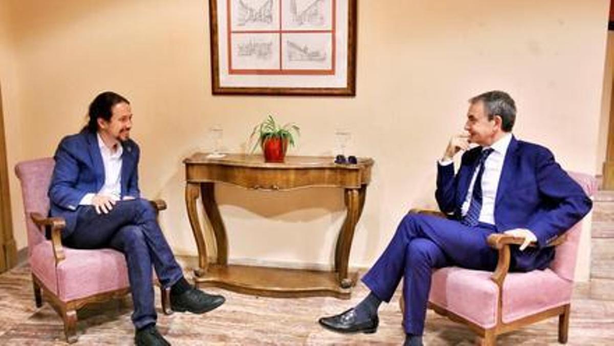 El vicepresidente segundo, Pablo Iglesias, se reúne con el expresidente del Gobierno José Luis Rodríguez Zapatero, en El Escorial.