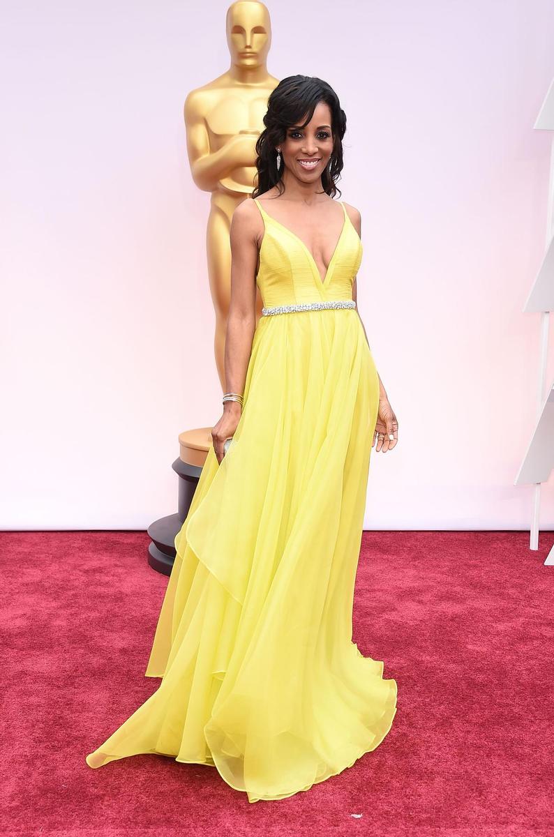 Oscar 2015, Shaun Robinson con vestido amarillo