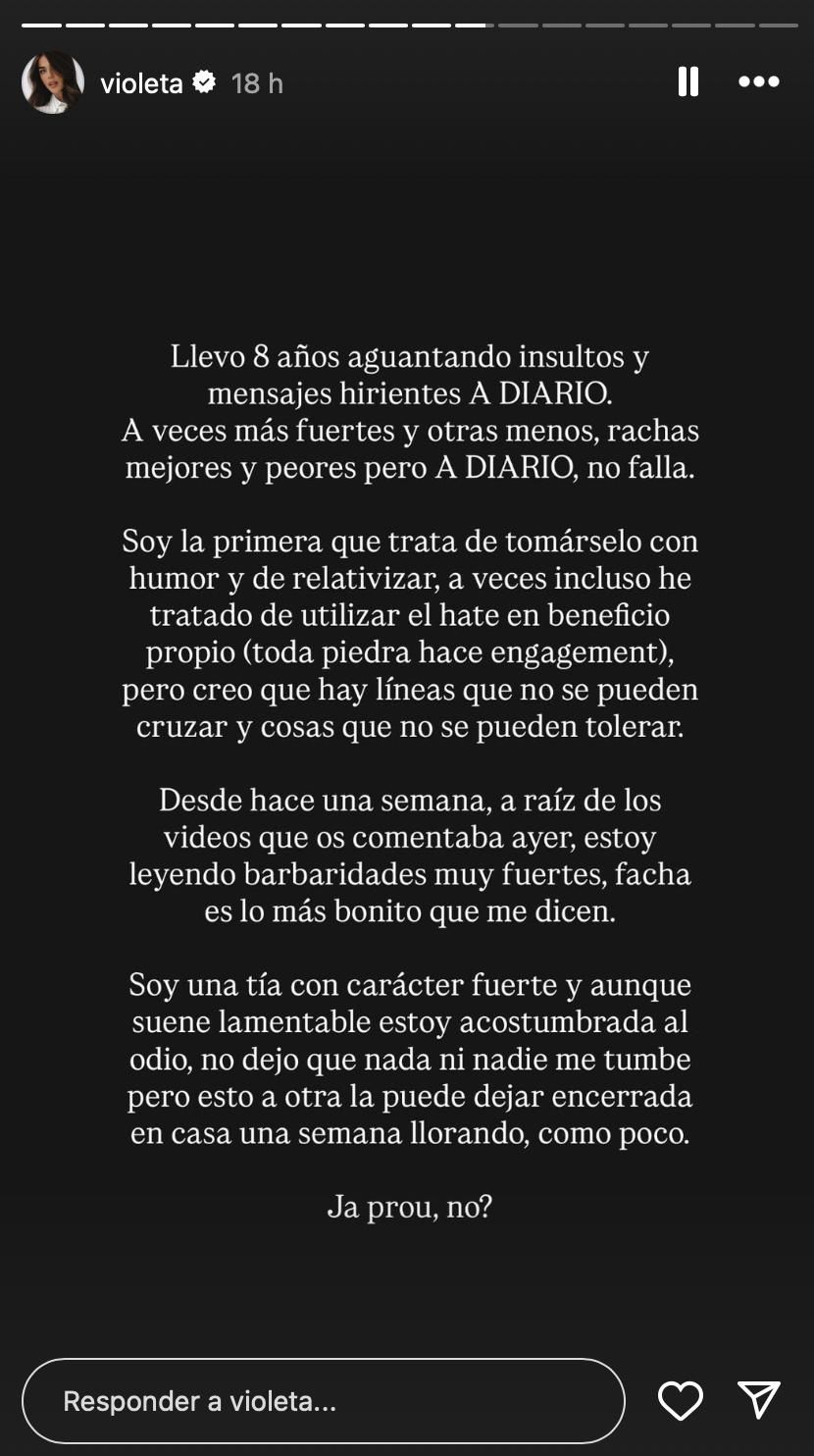 Violeta Mangriñán estalla contra la situación que está viviendo