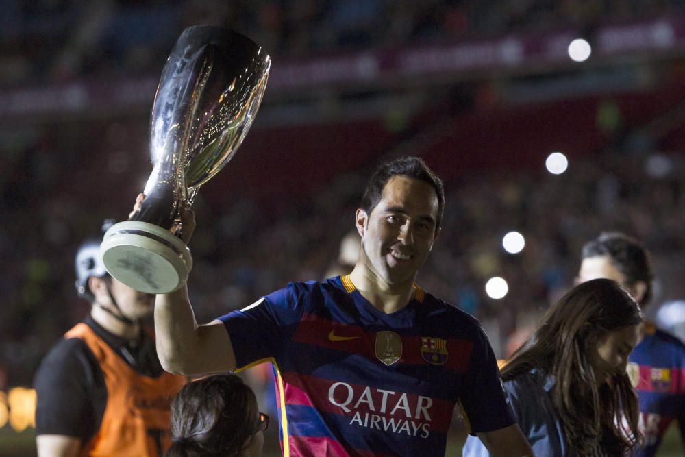 El conjunto de Luis Enrique disfrutó de una fiesta en el Camp Nou para celebrar los títulos de Liga y Copa del Rey.