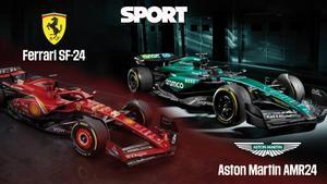 Así son el Ferrari y el Aston Martin de 2024 para la F1