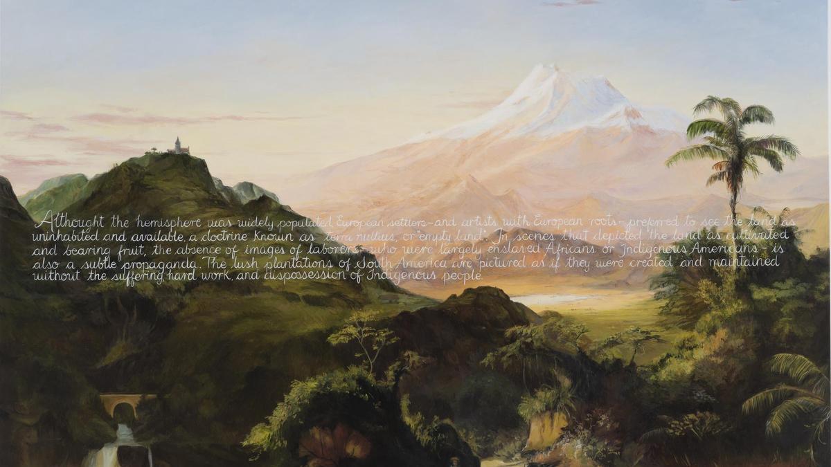'Tierra Virgen I' (2023), una de las obras que Sandra Gamarra exhibe en la Biblioteca Nacional.
