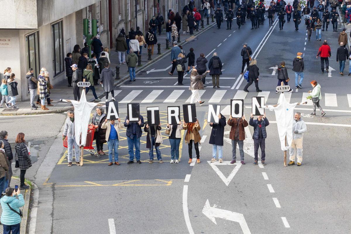 La última manifestación convocada en la capital gallega en contra del proyecto de Altri