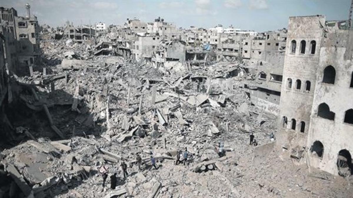 Vista general de la destrucción de Shayahía, ayer durante la tregua.