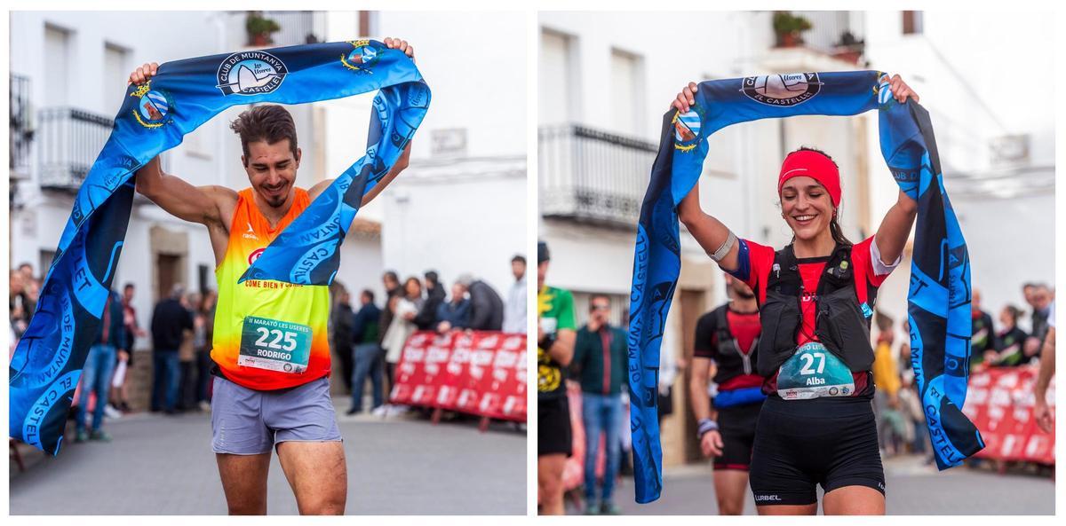 Rodrigo Monasor (i) y Alba Meliá (d), ganadores masculino y femenino respectivamente del Marató 43K de Les Useres.