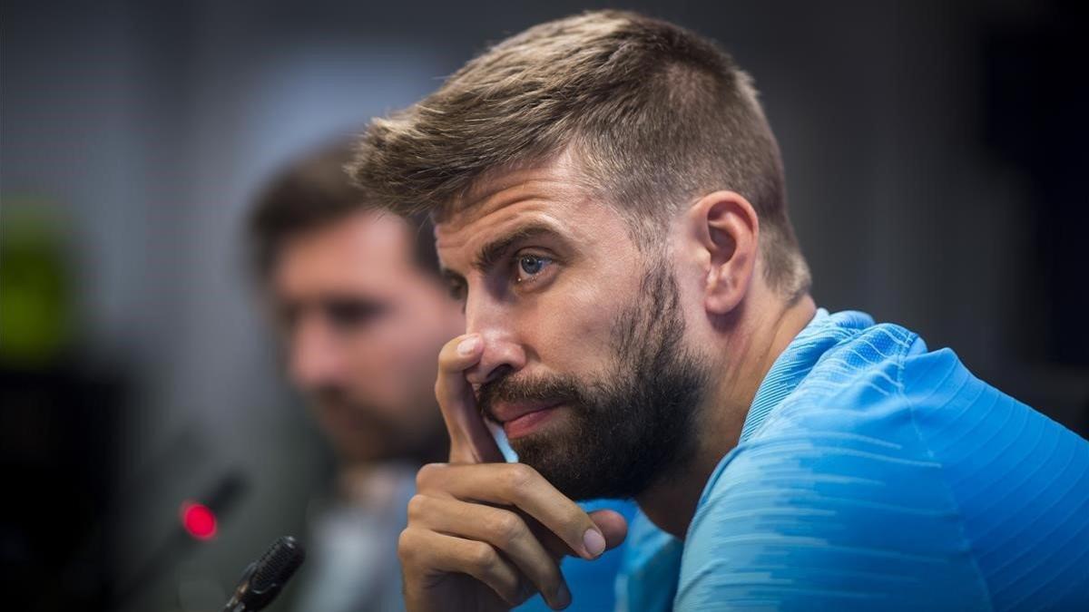 Piqué, durante una rueda de prensa.