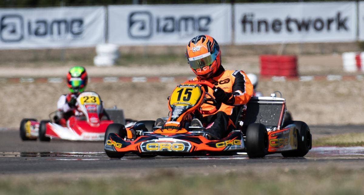 Jaime Alguersuari, durante la carrera del campeonato de España de karting que ganó en Zuera.