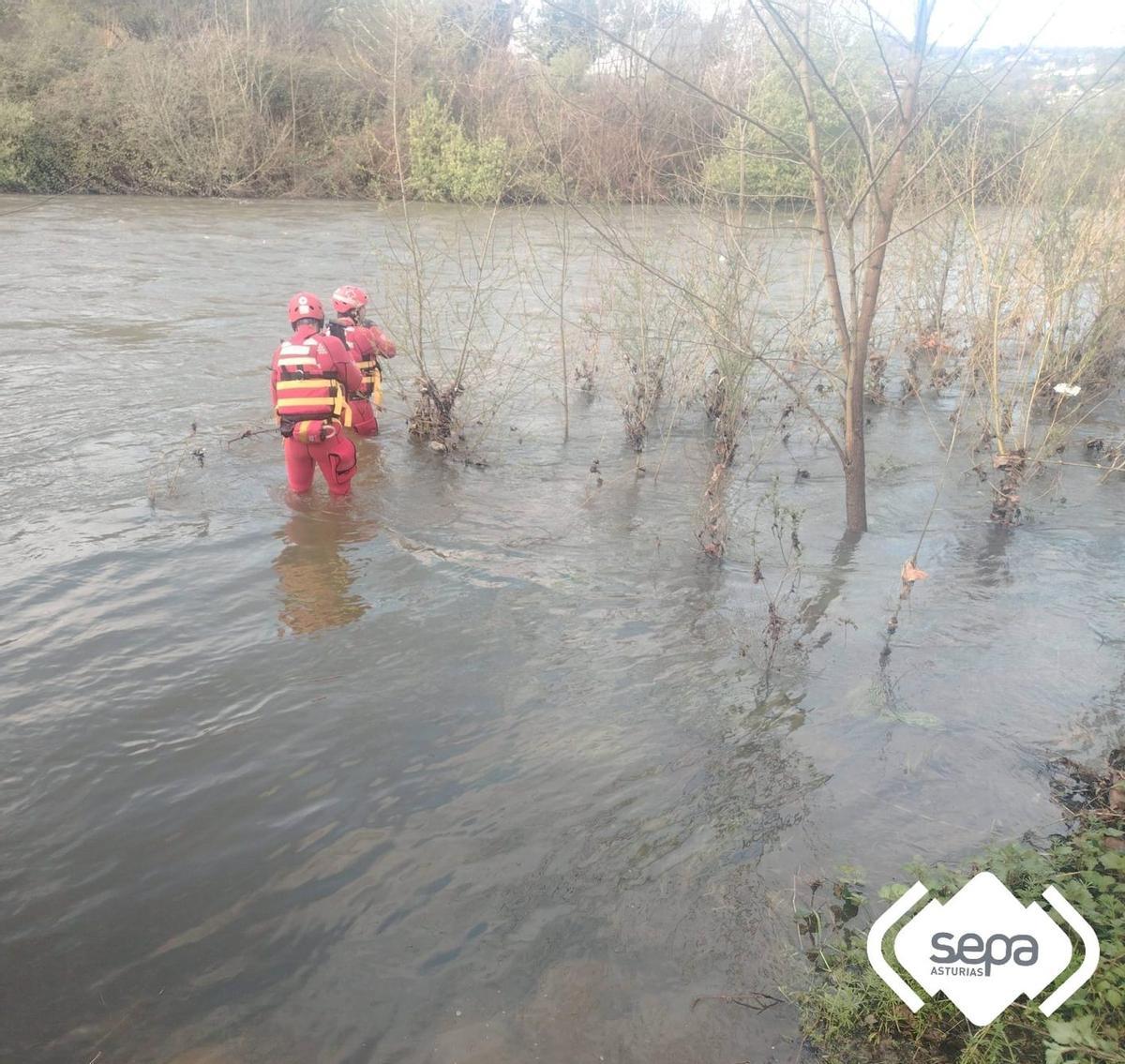 Bomberos en las labores de búsqueda.