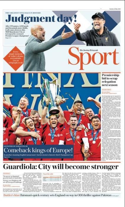 Portada TELEGRAPH SPORT domingo 12 mayo 2019