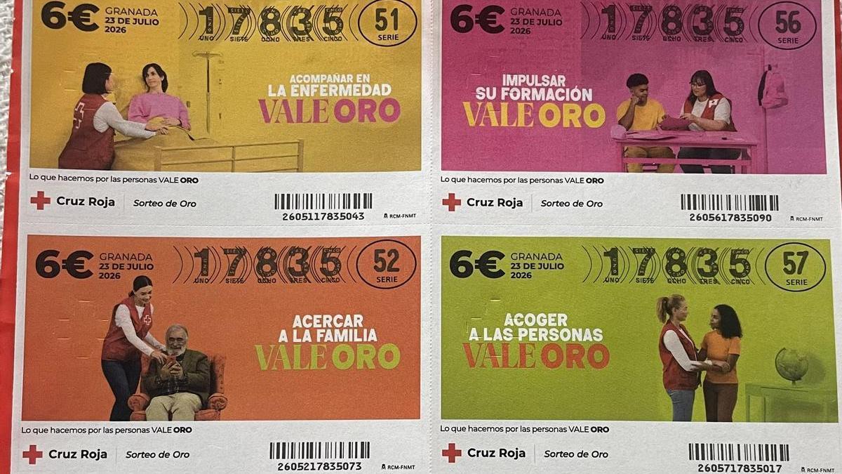 Cupones Sorteo de Oro de la Cruz Roja.