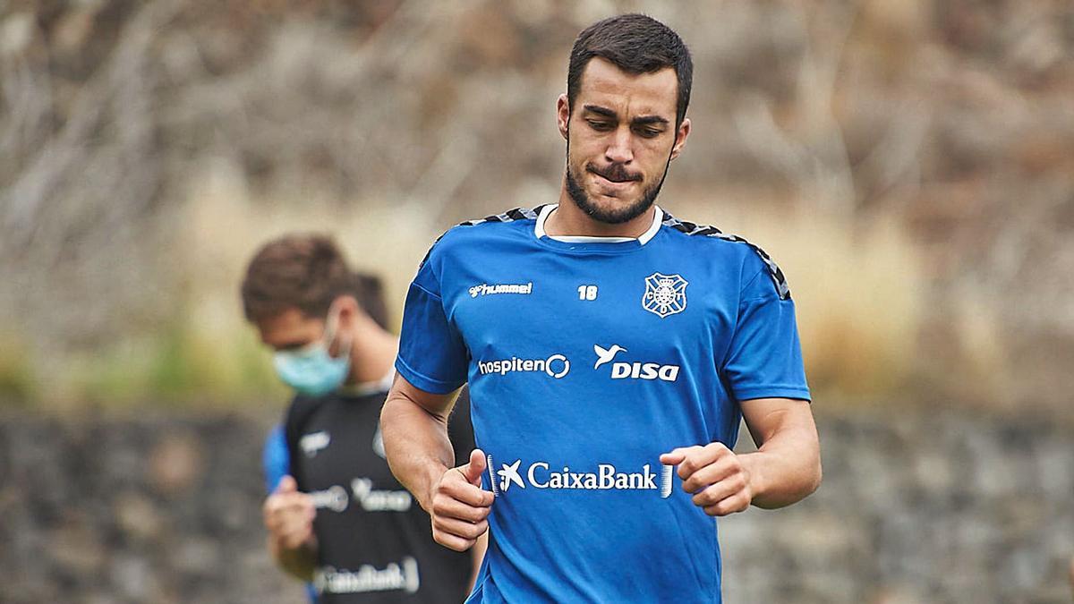 Joselu Moreno, durante un entrenamiento de la presente temporada.