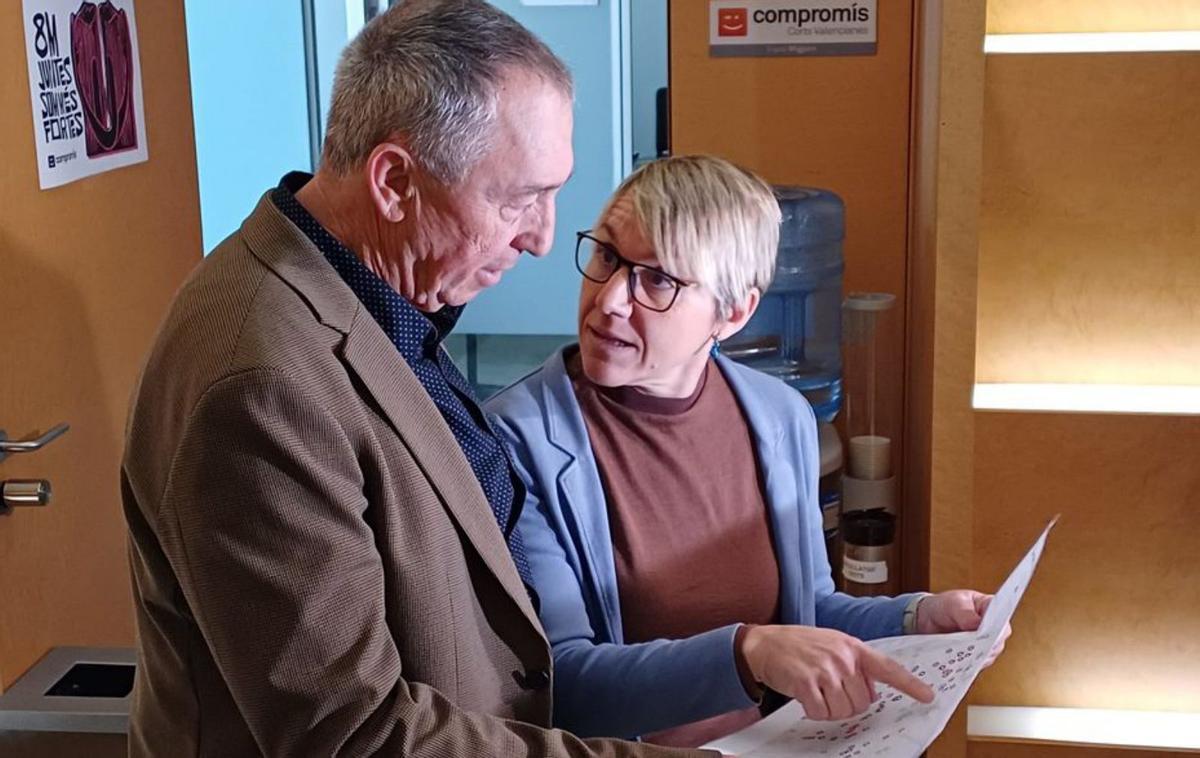 Joan Baldoví y Papi Robles, ayer en las Cortes. | INFORMACIÓN