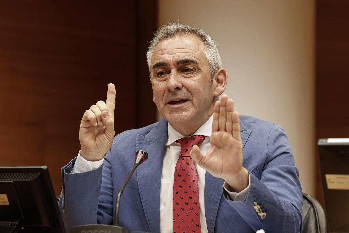El conseller de de Agricultura, Agua, Ganadería y Pesca, Miguel Barrachina, en su comparecencia.