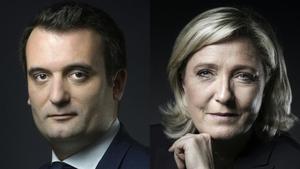 Marine Le Pen, líder del Frente Nacional, y su número dos, Florian Philippot, obligado a abandonar el partido.