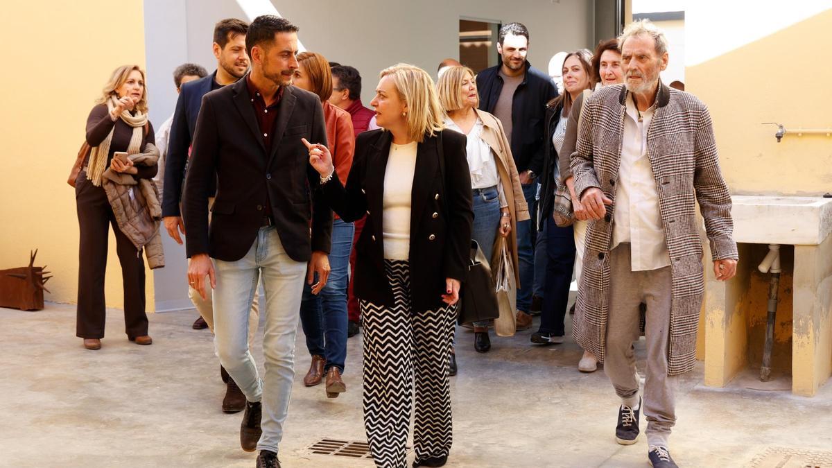 Bielsa, Enguix y Navarro durante la visita de abril.