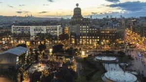 La Plaza de Catalunya.