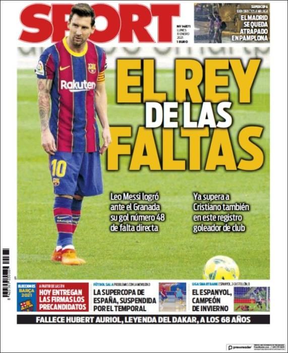 Portada SPORT lunes 11 enero 2021