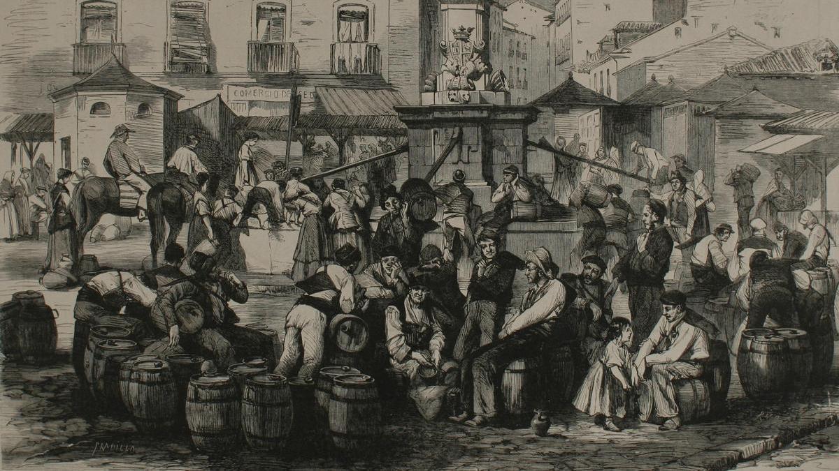 Aguadores en la fuente de Lavapies.