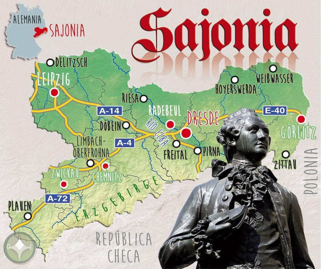 Mapa de la ruta verde por Sajonia
