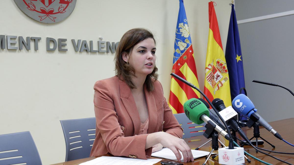 Sandra Gómez en el Ayuntamiento de València.