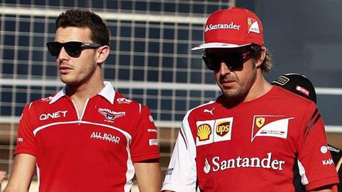 Jules Bianchi y Fernando Alonso, en una foto extraída del Twitter del piloto asturiano