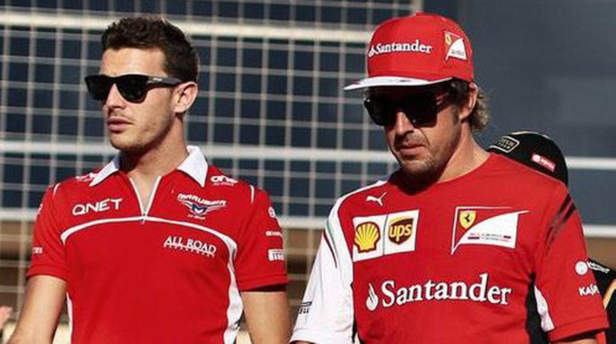 Jules Bianchi i Fernando Alonso, en una foto extreta del Twitter del pilot asturià.
