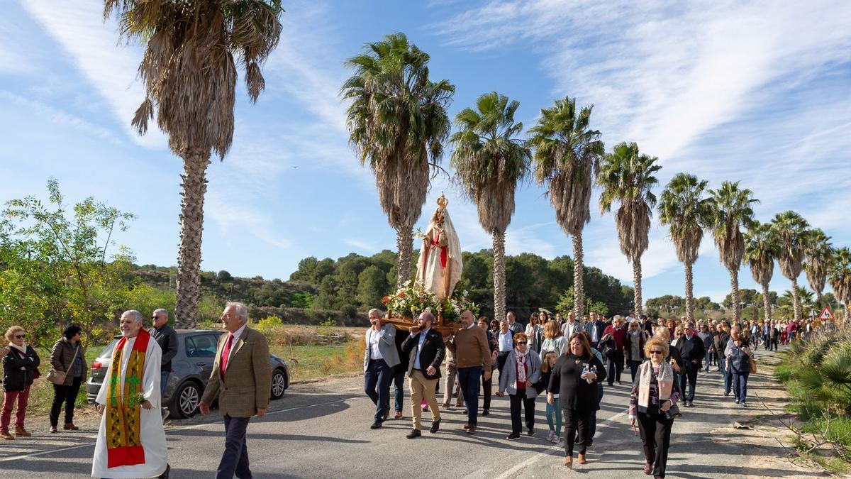 Imagen de la Virgen de la Fuensanta de Rebate, en procesión el pasado fin de semana