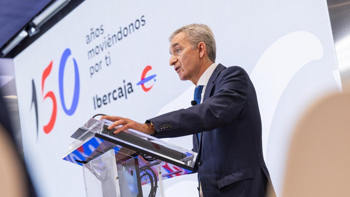 El consejero delegado de Ibercaja, Víctor Iglesias, en un encuentro con los medios de comunicación en Zaragoza.