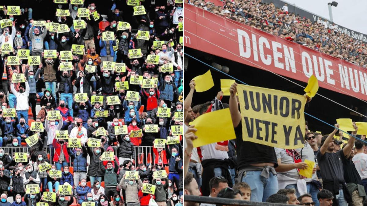 Valencia y Sevilla: Dos aficiones 'unidas' por sus protestas
