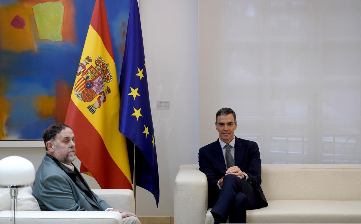 Pedro Sánchez y Oriol Junqueras, en Moncloa.