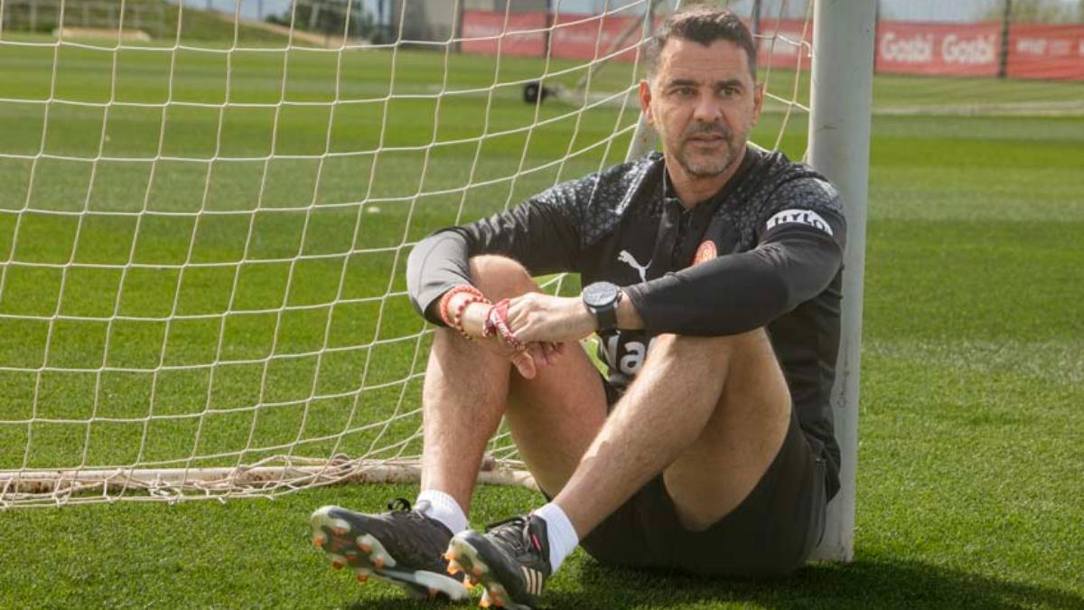 Míchel durante la entrevista en el centro de entrenamientos de la Vinya, al PGA de Caldes de Malavella.