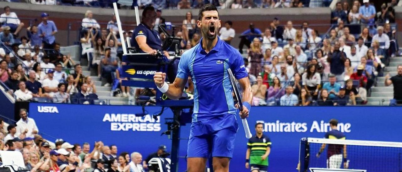 Novak Djokovic durante el US Open