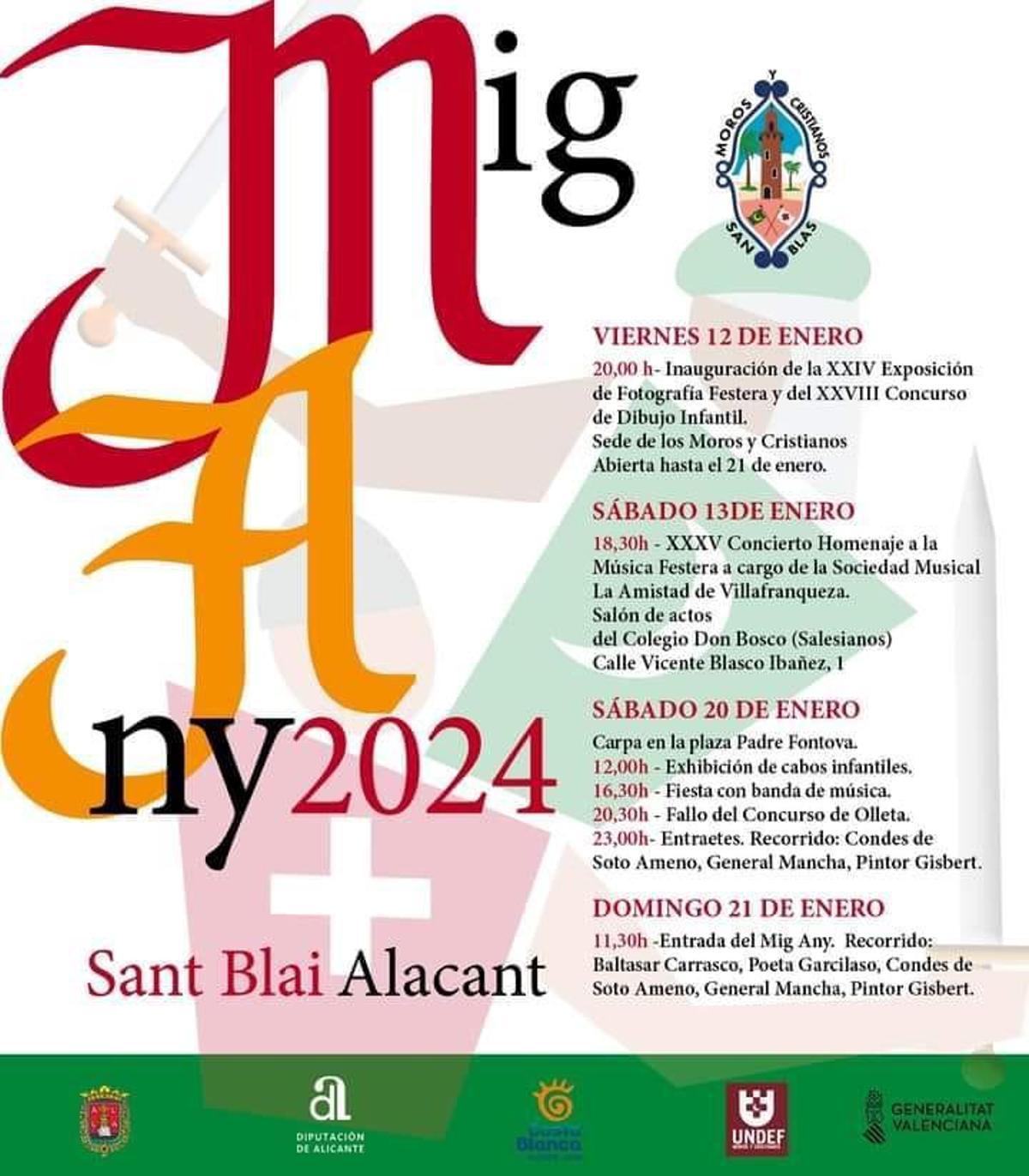 Cartel y programa del Mig Any de San Blas.