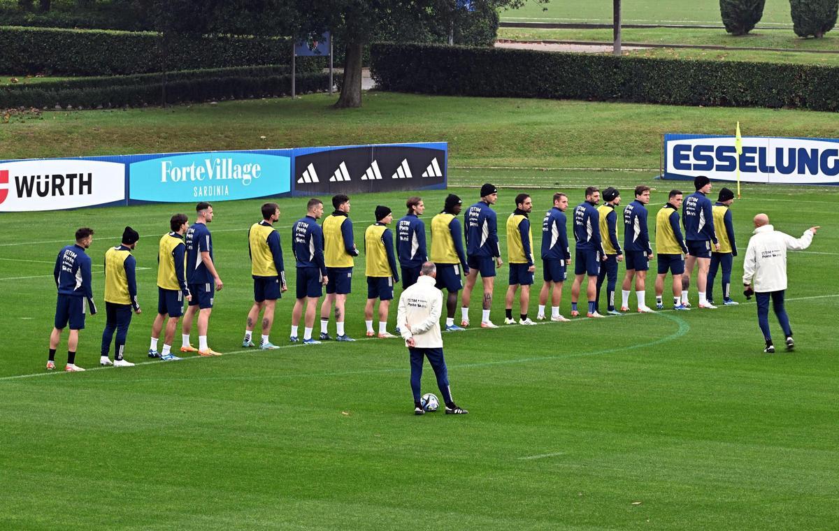Los jugadores de Italia, a las órdenes de Luciano Spalletti, en la preparación para los duelos contra Macedonia del Norte y Ucrania.