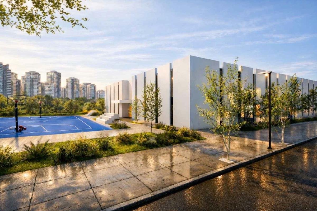 Imagen renderizada de uno de los edificios que incluye este proyecto urbanístico de uso deportivo.