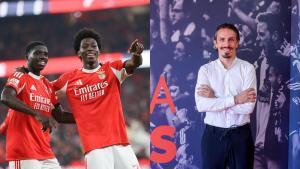 A la izquierda, Anísio Cabral y Daniel Banjaqui, dos de los meninos de ouro de la cantera del Benfica que dirige Joquim Milheiro (izquierda).